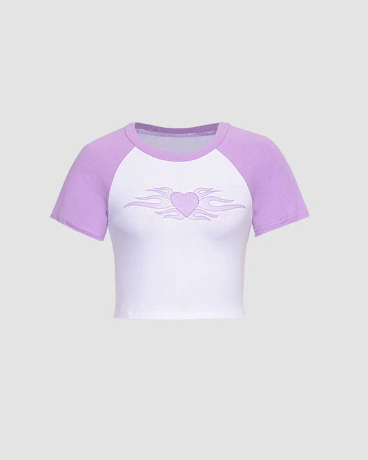 FashionFarrah - Pastel Heart Raglan Top